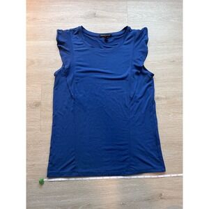 Banana Republic Blouse Top Womens XS Royal Blue Ruffle Sleeve Comfort Outdoor